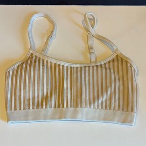 Aerie Beige and White Striped Bralette